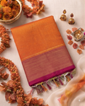 Burnt Orange-Golden Booti Pure Cotton Saree