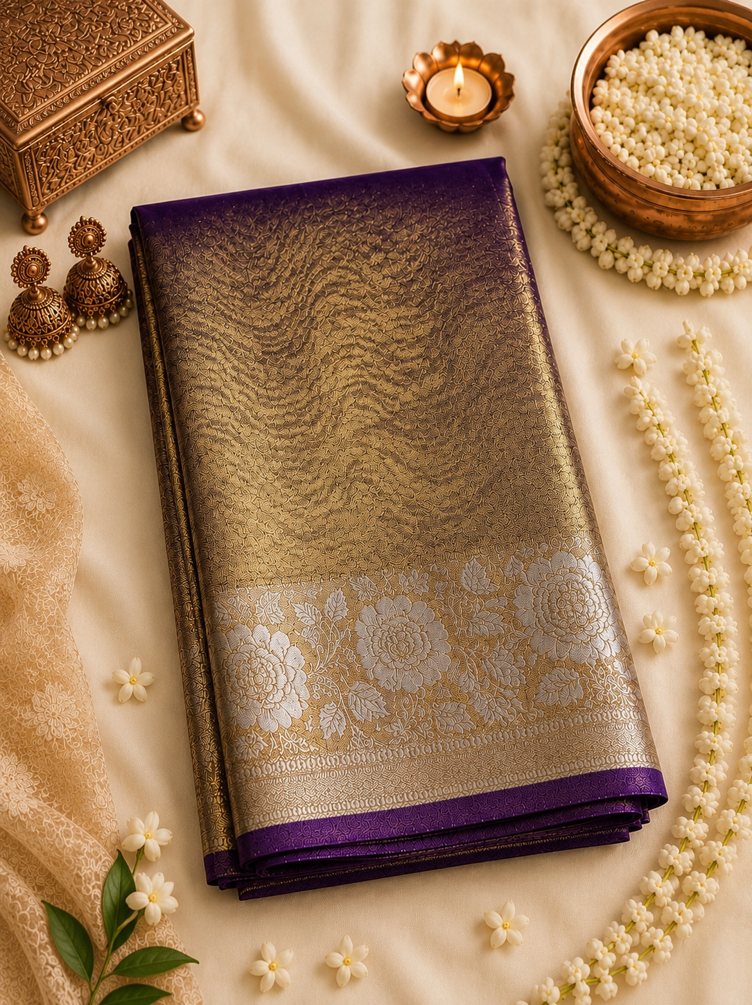 Violet Tissue Silk Banarasi Saree