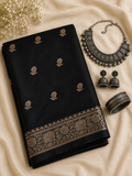 Black Banarasi Silk Saree
