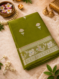 Olive Green Banarasi Silk Saree