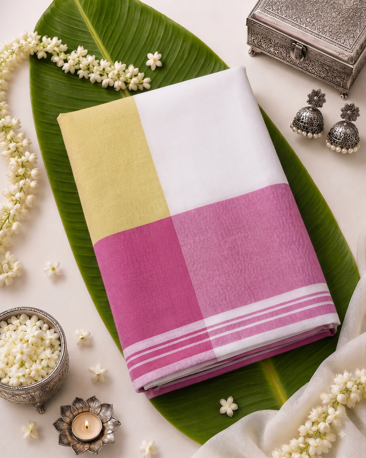 Pure Cotton White Handloom Saree