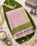 Pure Cotton Pink & Green Handloom Saree