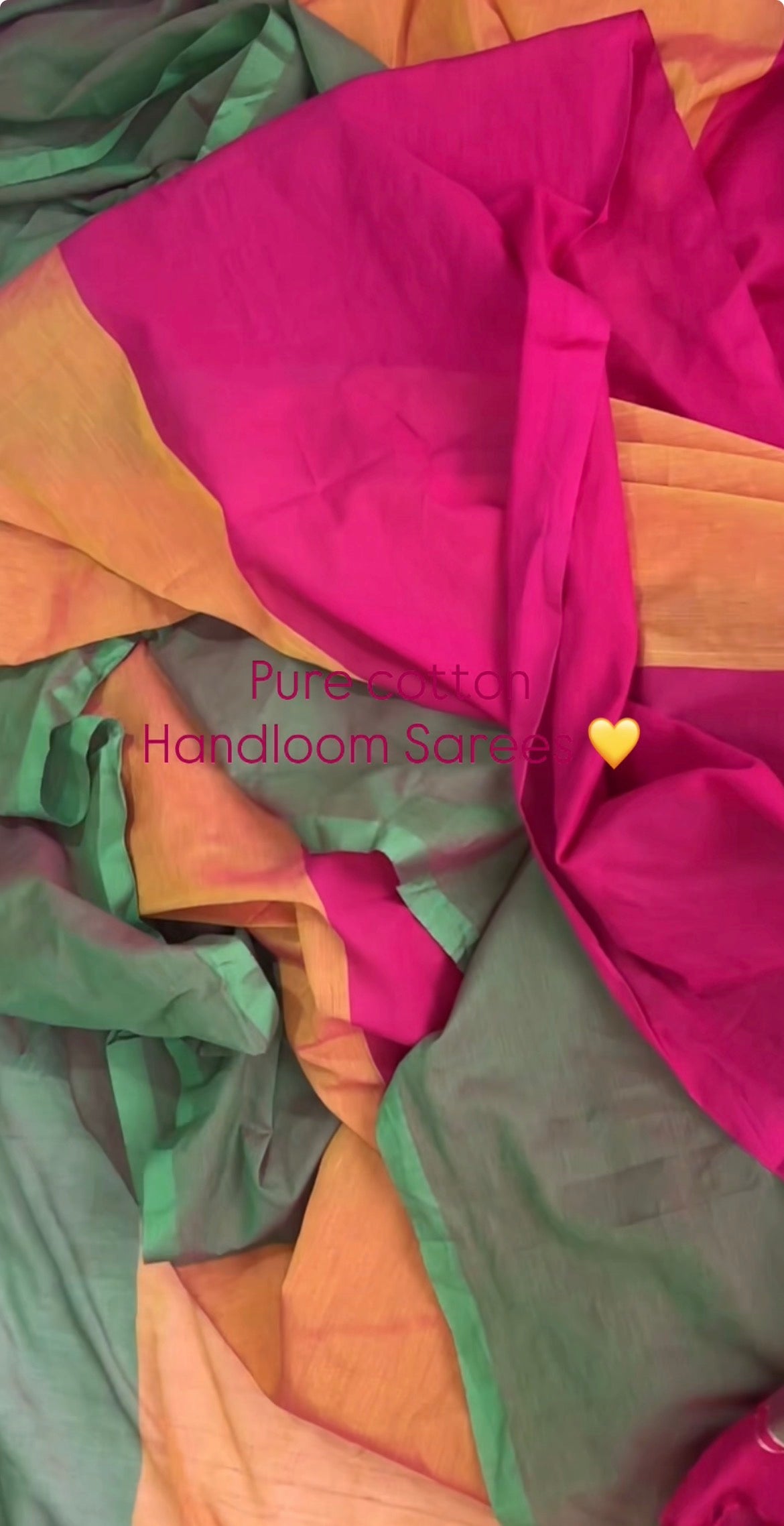 Yellow, Rani Pink & Yellow Pure Cotton Saree
