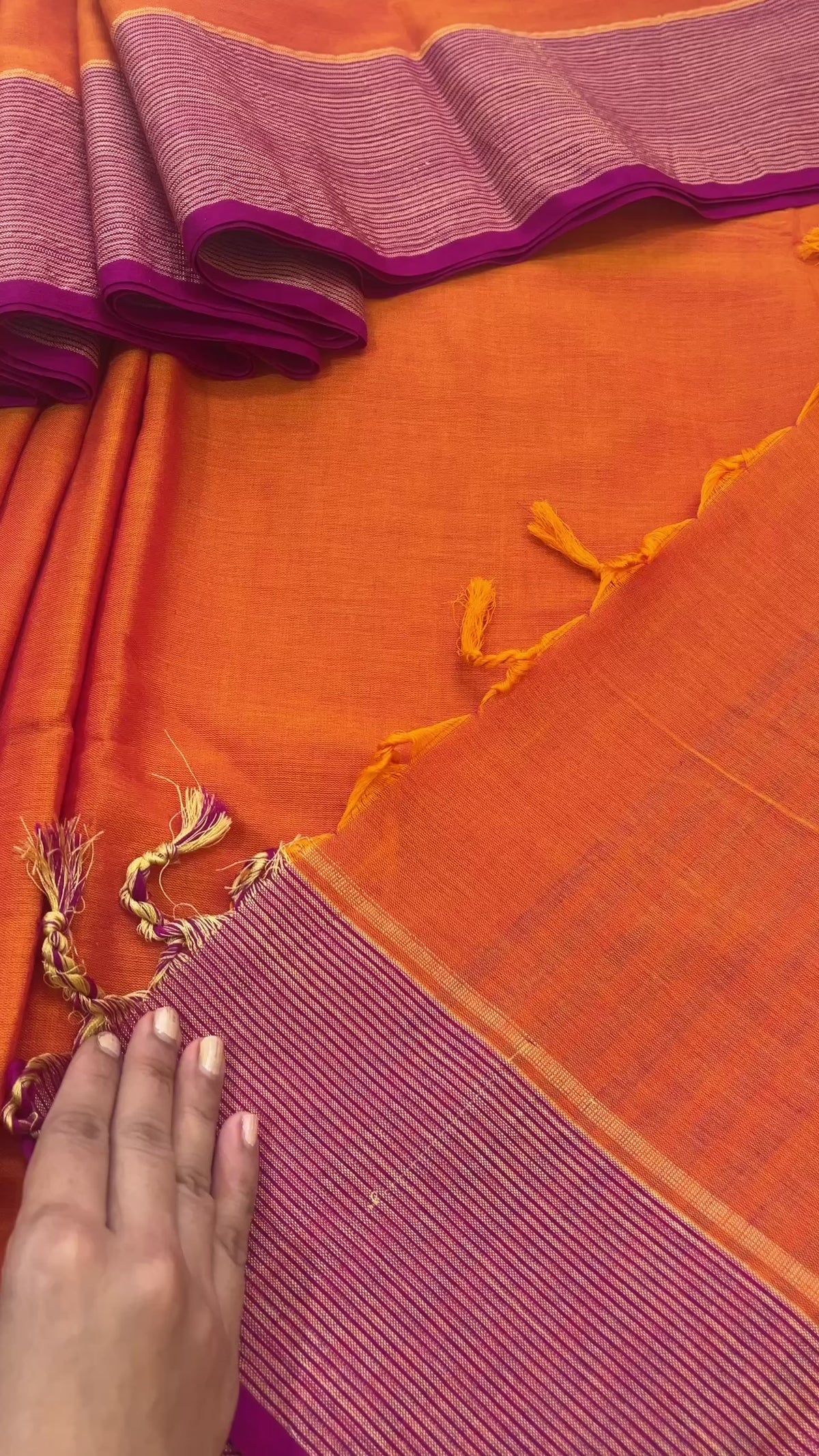 Burnt Orange-Golden Booti Pure Cotton Saree